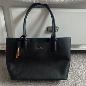 Calvin Klein Black Structured Tote Bag